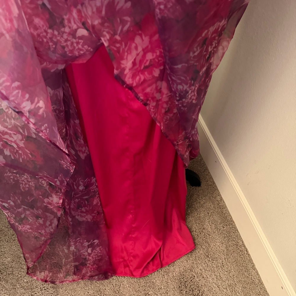 Lulus Romance That Wows Magenta Floral Print Organza Maxi Dress. - Picture 12 of 14
